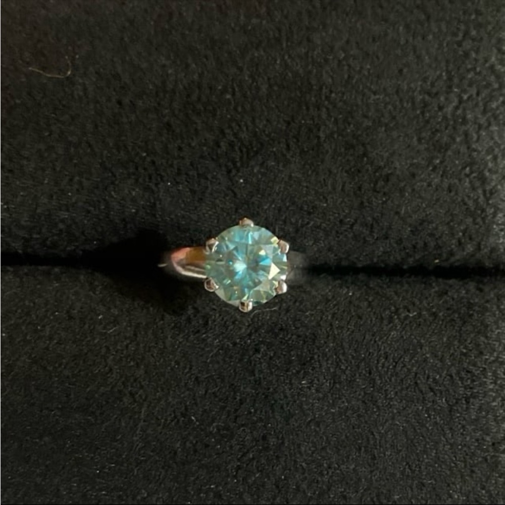 Amazing 2.29 CT Certified Blue Round Brilliant Cut Moissanite Diamond Solitaire